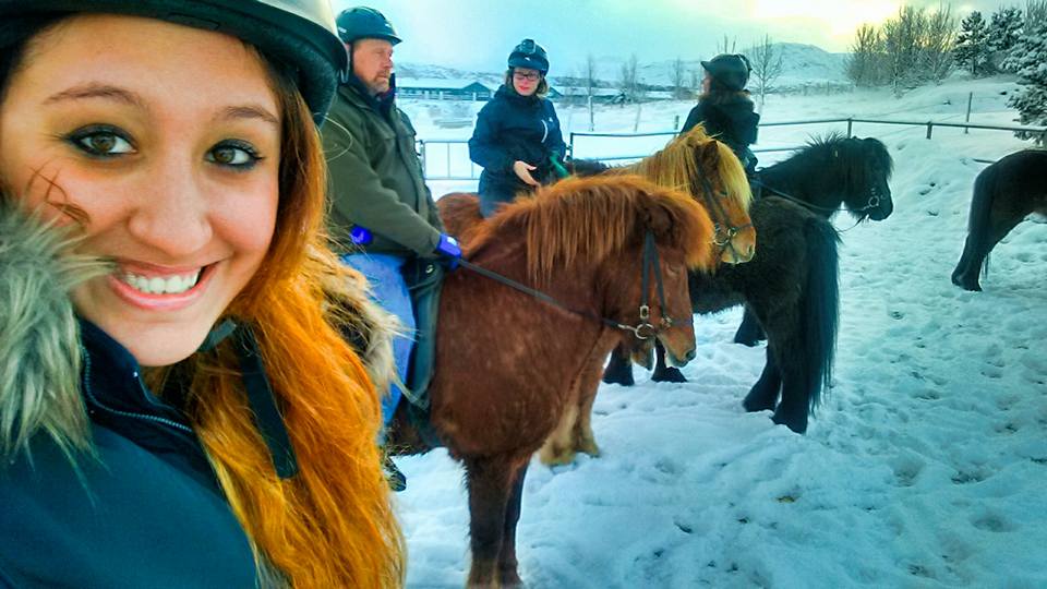 A selfie while horseback riding in Iceland