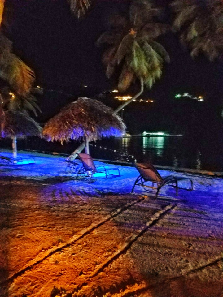 The beach at a resort in St Lucia at night
