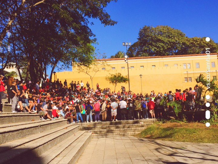 A rap battle group seen while exploring San Jose, Costa Rica