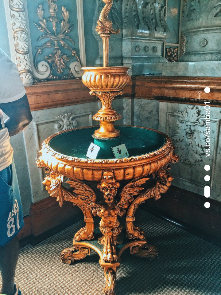 Golden champagne fountain in the Teatro Nacional Costa Rica