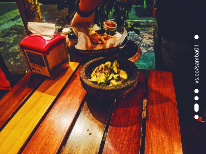 Tableside guacamole being made at Senor Harrys - one of the only Mexican places for eating in Jaco, Costa Rica