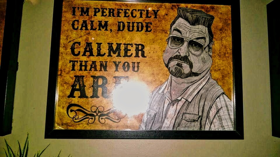 A sign hanging in the Lebowski Bar in Iceland
