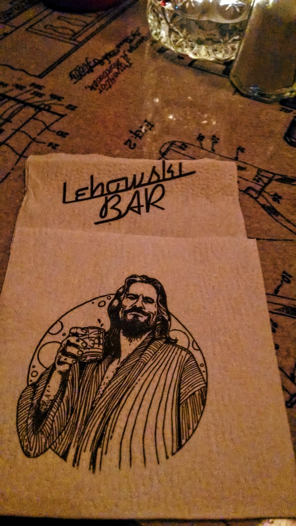 Napkins at the Lebowski Bar in Iceland