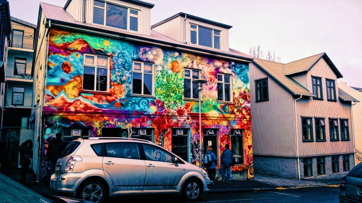 Street art on a house in Reykjavik, Iceland