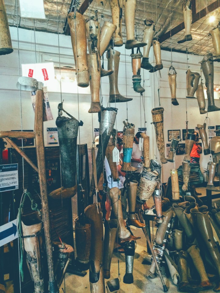 Prosthetic limbs displayed in a room in the COPE Center