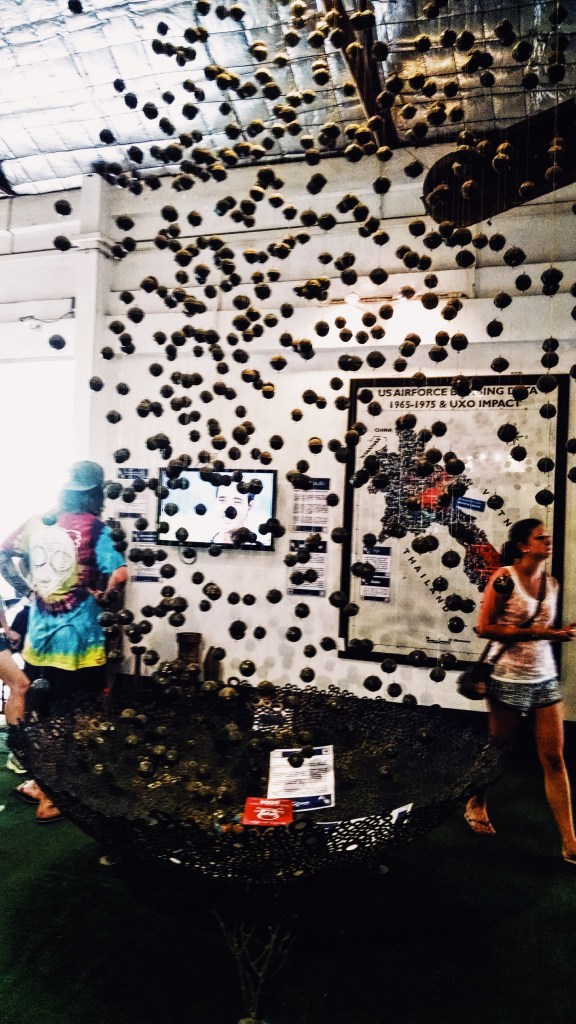 Photo of the cluster bomb exhibit inside of the COPE Center