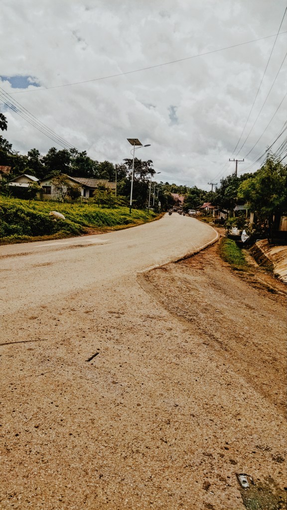 A winding road in Pak Beng, Laos
