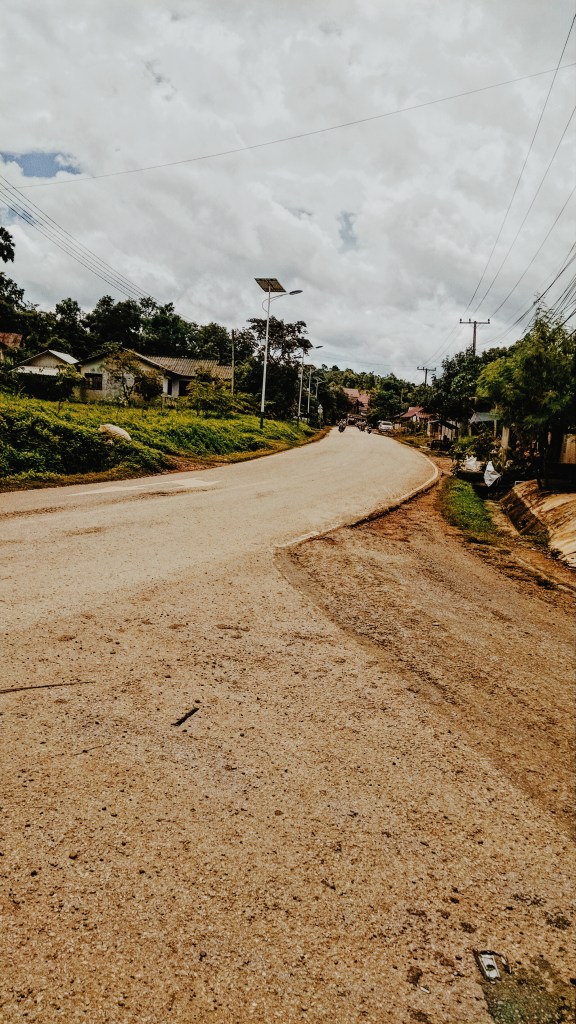 A winding road in Pak Beng, Laos