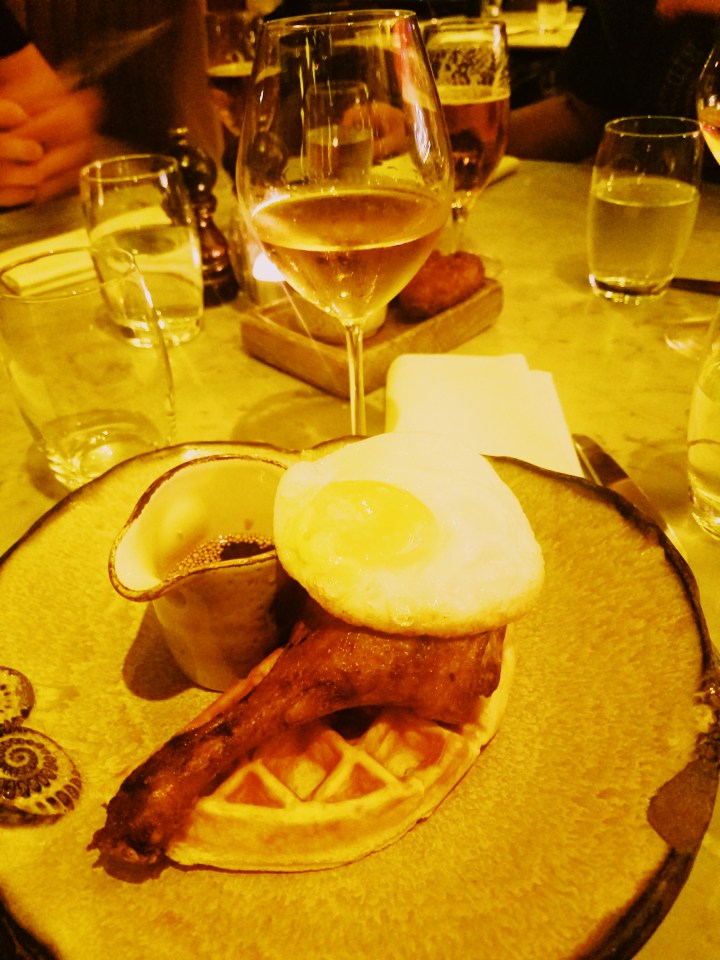 Duck and waffle at Duck and Waffle. Check it out during your first time in London.