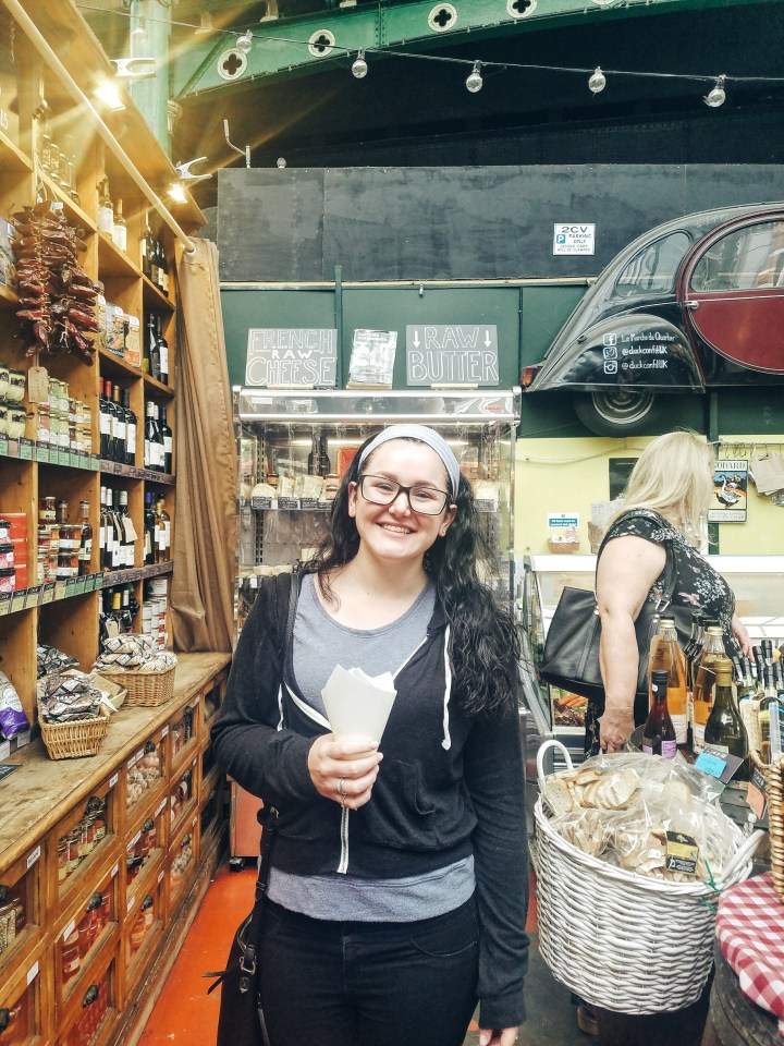 Inside one of the stalls at Borough Market during my first time in London.