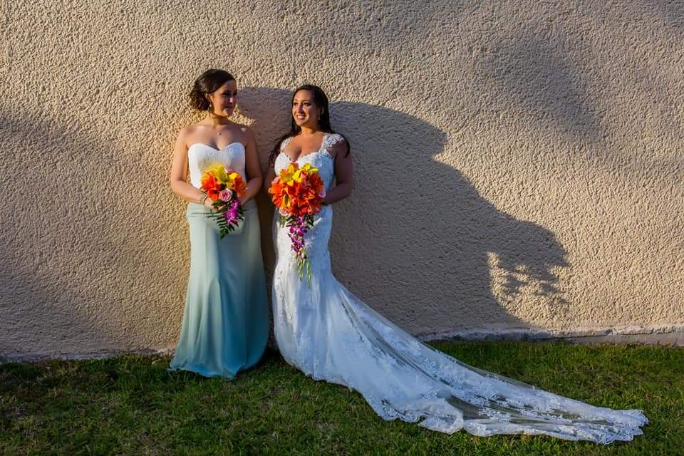 Bride and her maid of honor at the destination wedding