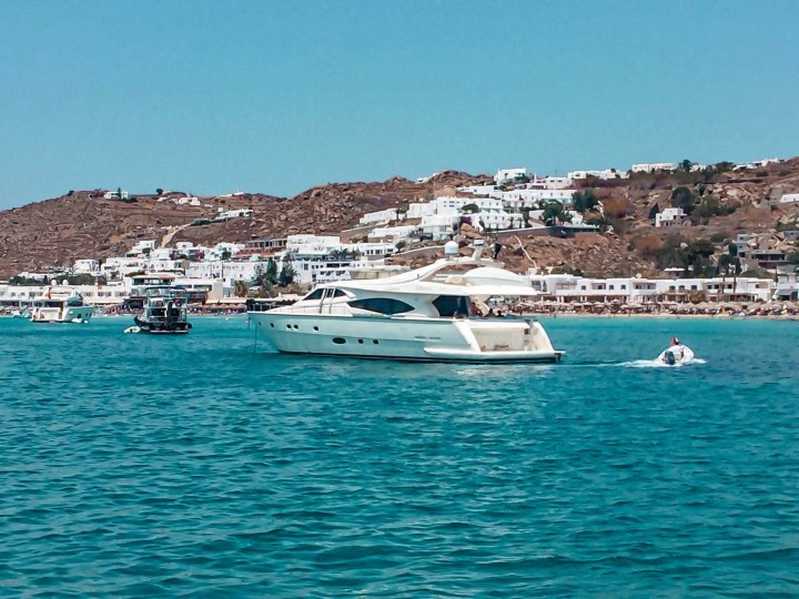 A view of a yacht hailing from UAE that the couple on board took as they were drunk and sailing around Mykonos. 
