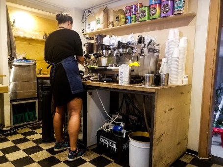 Barista making coffee at My Little Melbourne in Budapest,Hungary