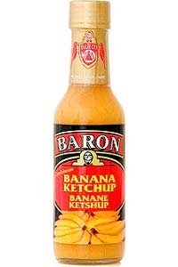 A photo of banana ketchup in a bottle