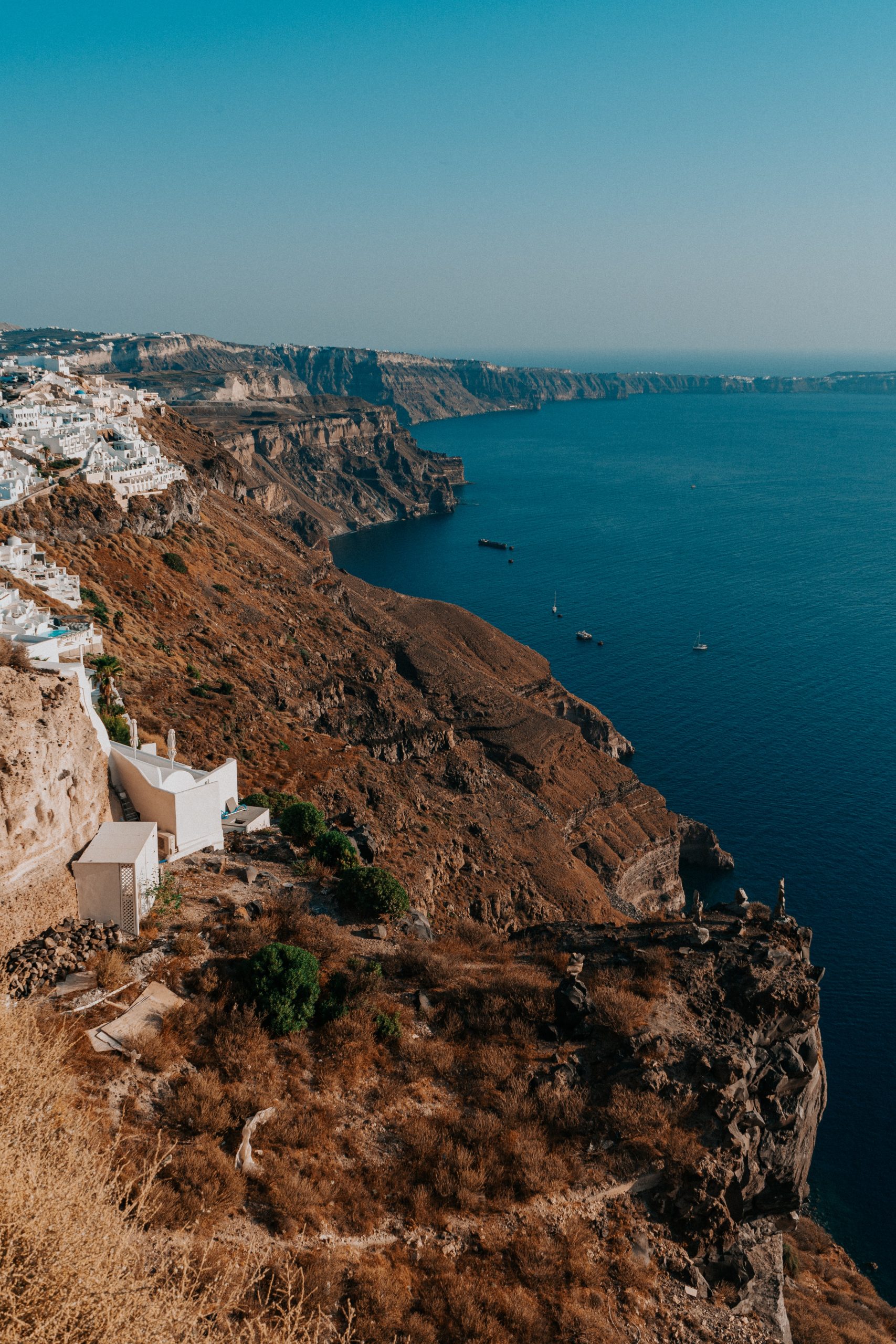 Cliffside overlooking the ocean in Santorini