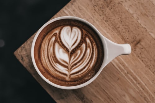 Photo of a coffee cup with latte art