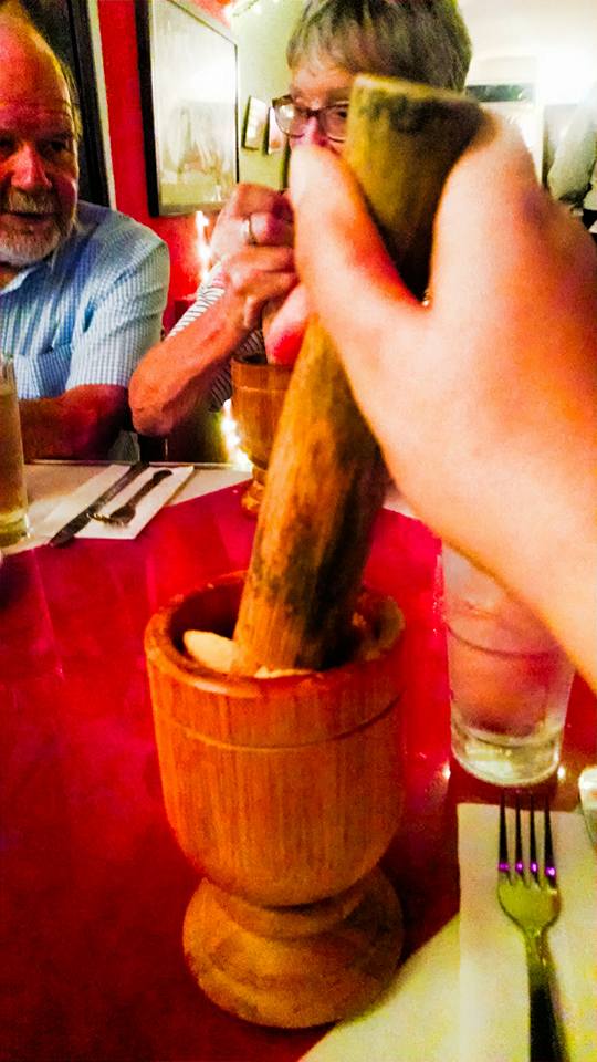 A mortar and pestle on a table