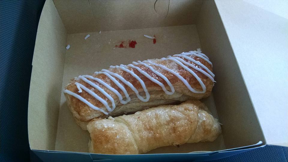 Two Puerto Rican pastries in a box