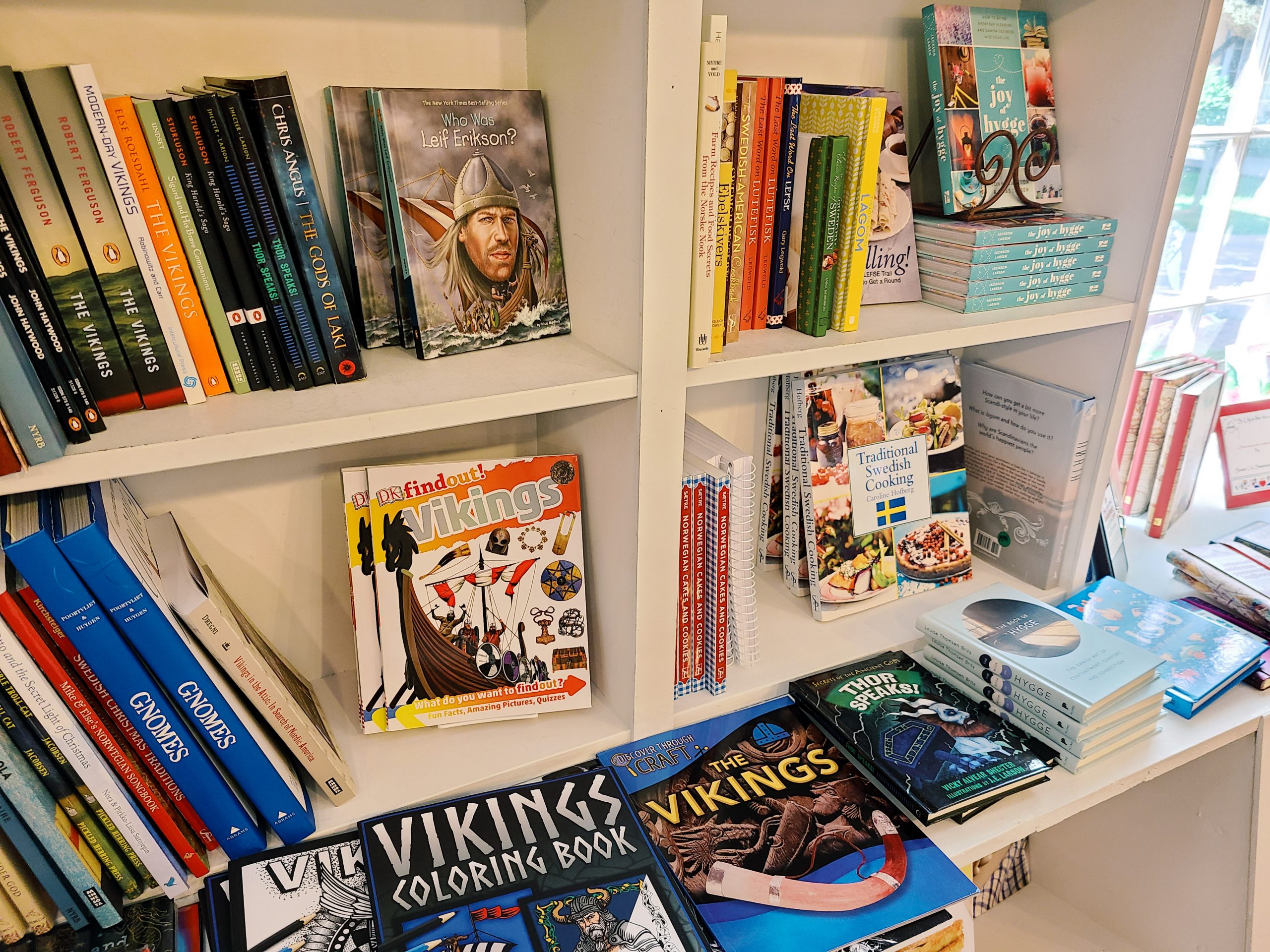 Shelves full of viking themed books for purchase
