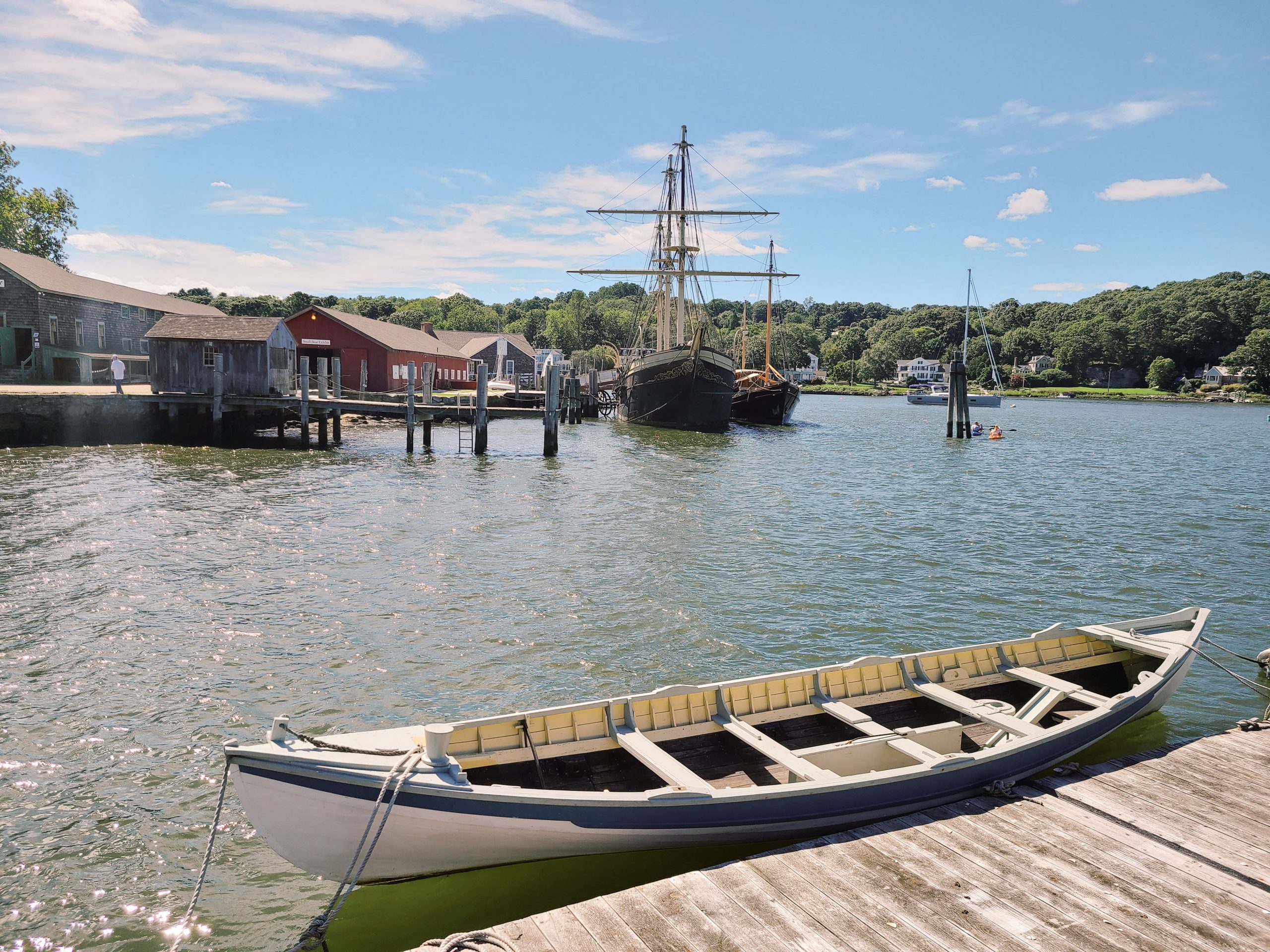 A photo of several boats and ships in the water in Mystic, Connecticut