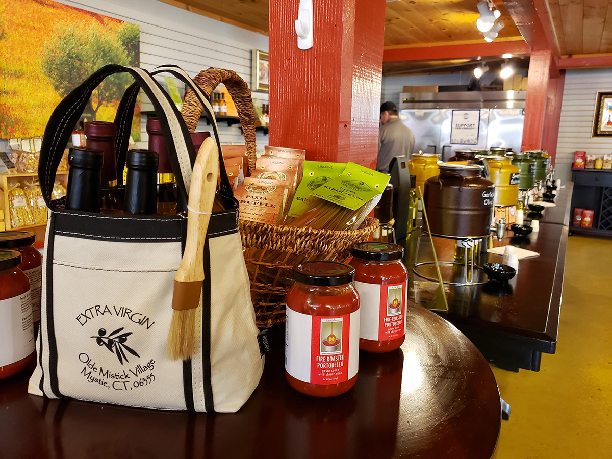 The interior of an olive oil store