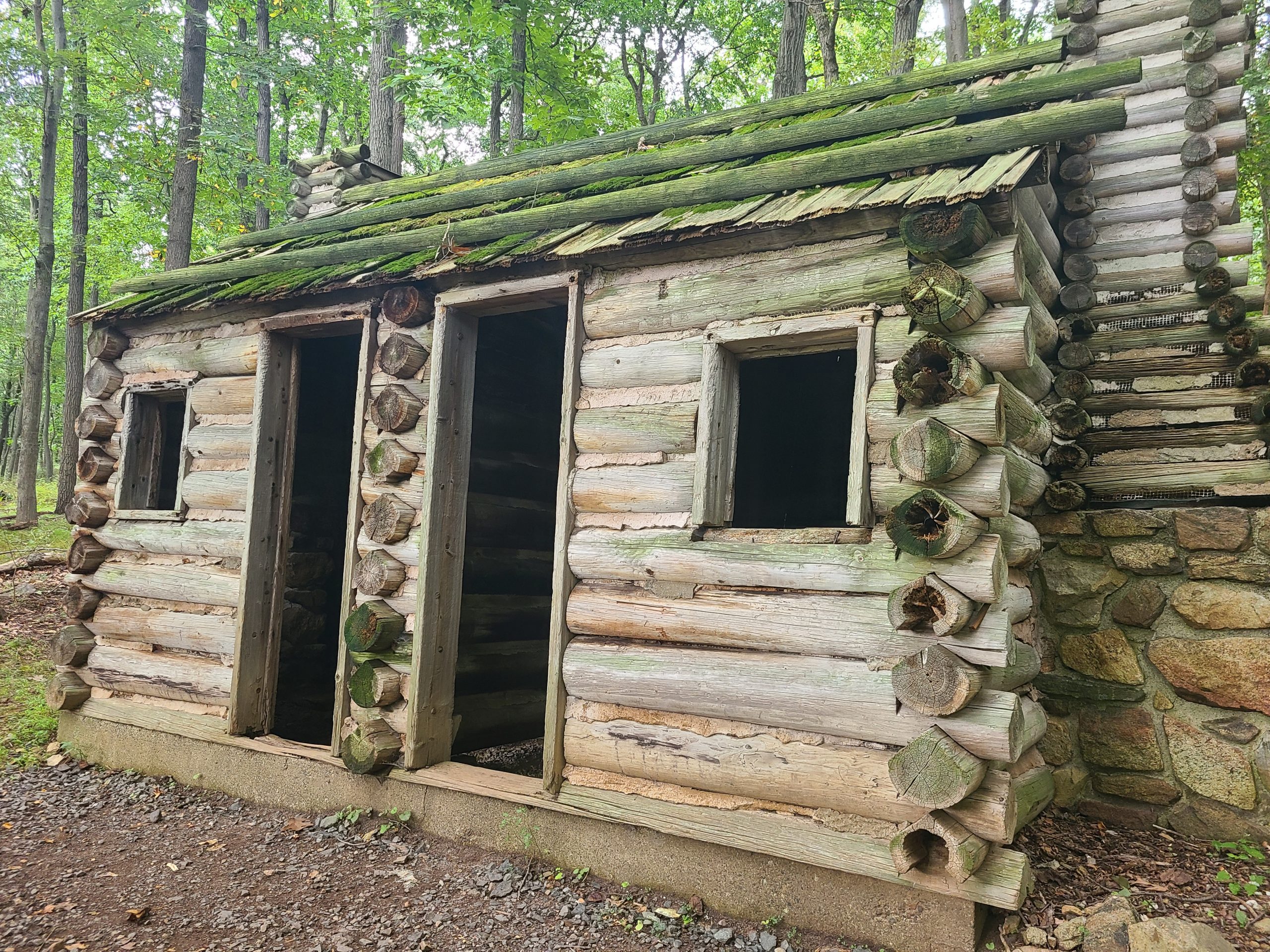A recreation of a wooden military cabin 