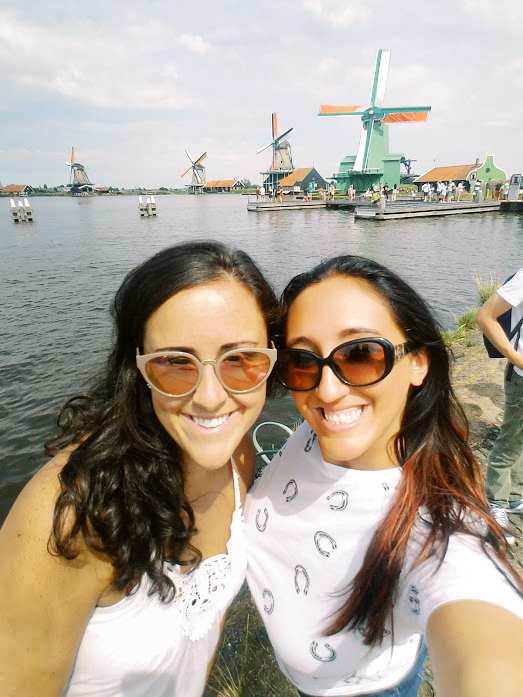 Selfie in front of windmills in The Netherlands