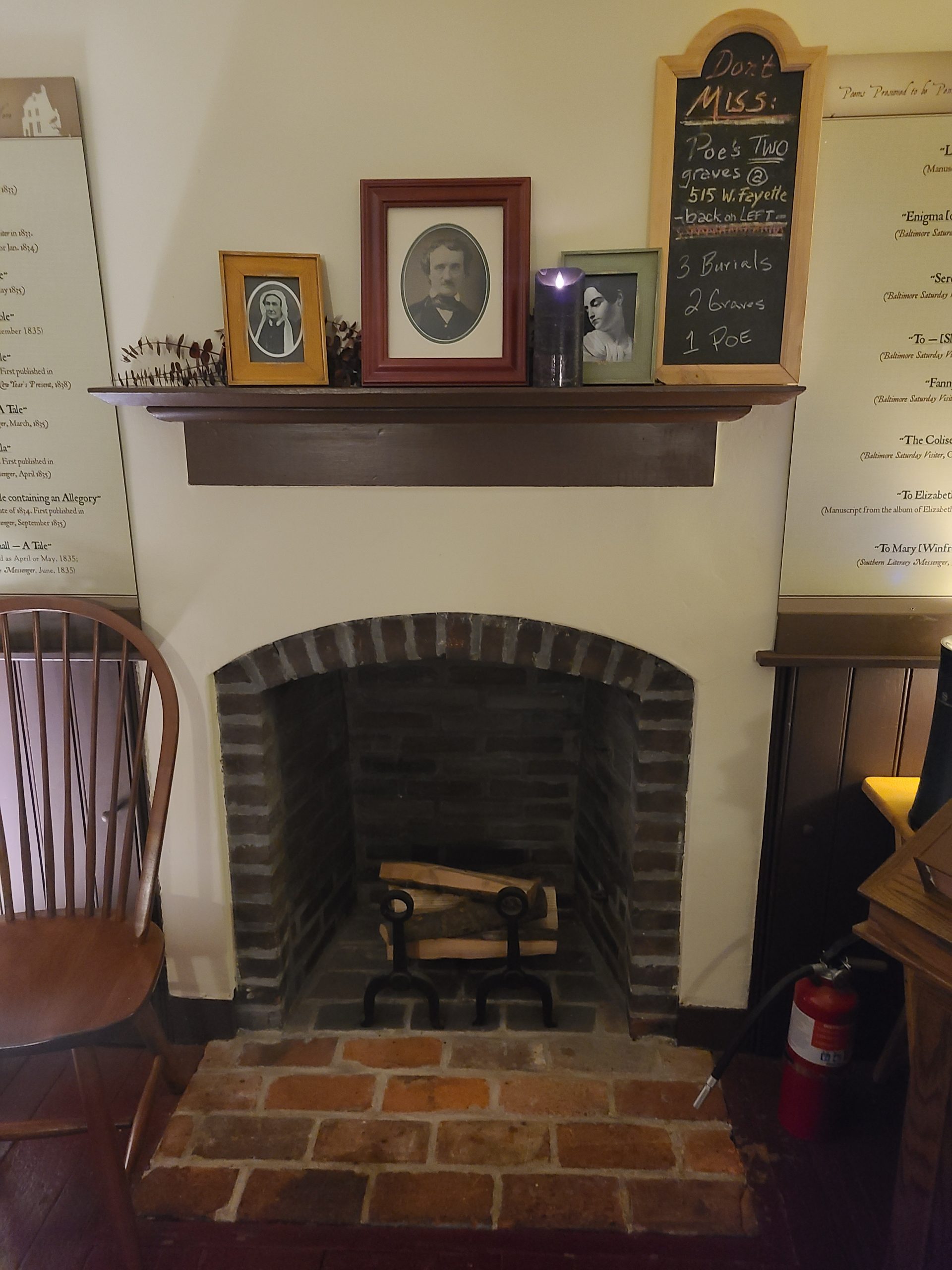 The fireplace in Edgar Allan Poe's home
