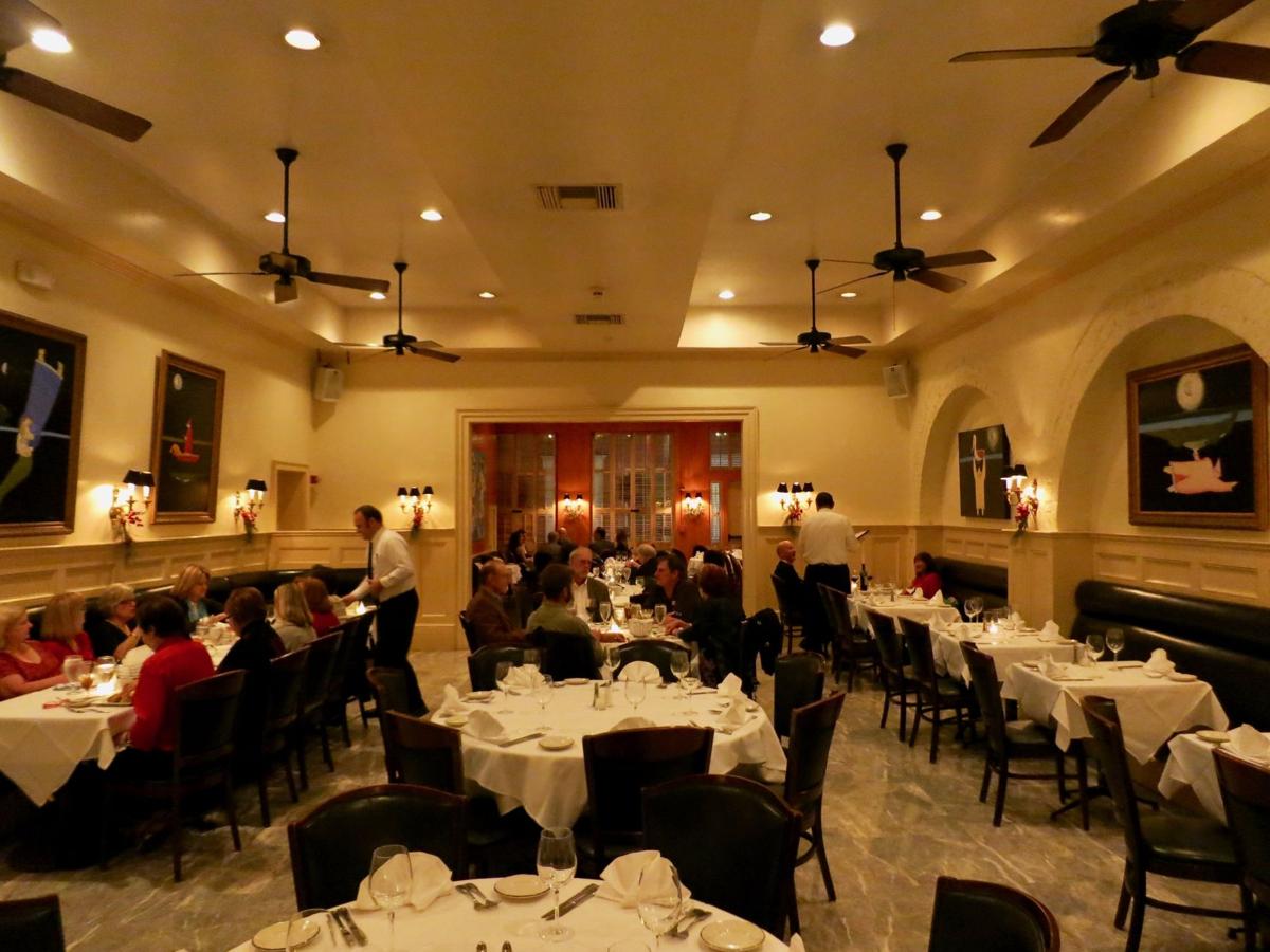 The main dining room of the Pelican Club
