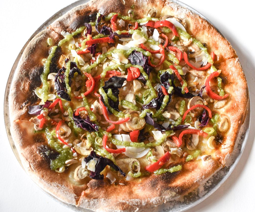 A vegan pizza featuring dulse, an ingredient used in other traditional Icelandic foods 