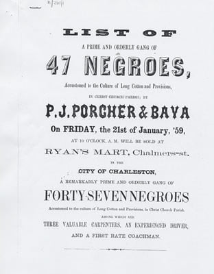 An ad in the Old Slave Mart Museum