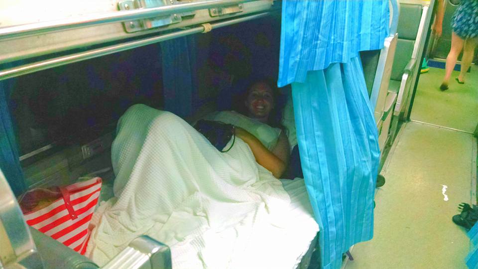 Sleeping on the train to Chiang Mai