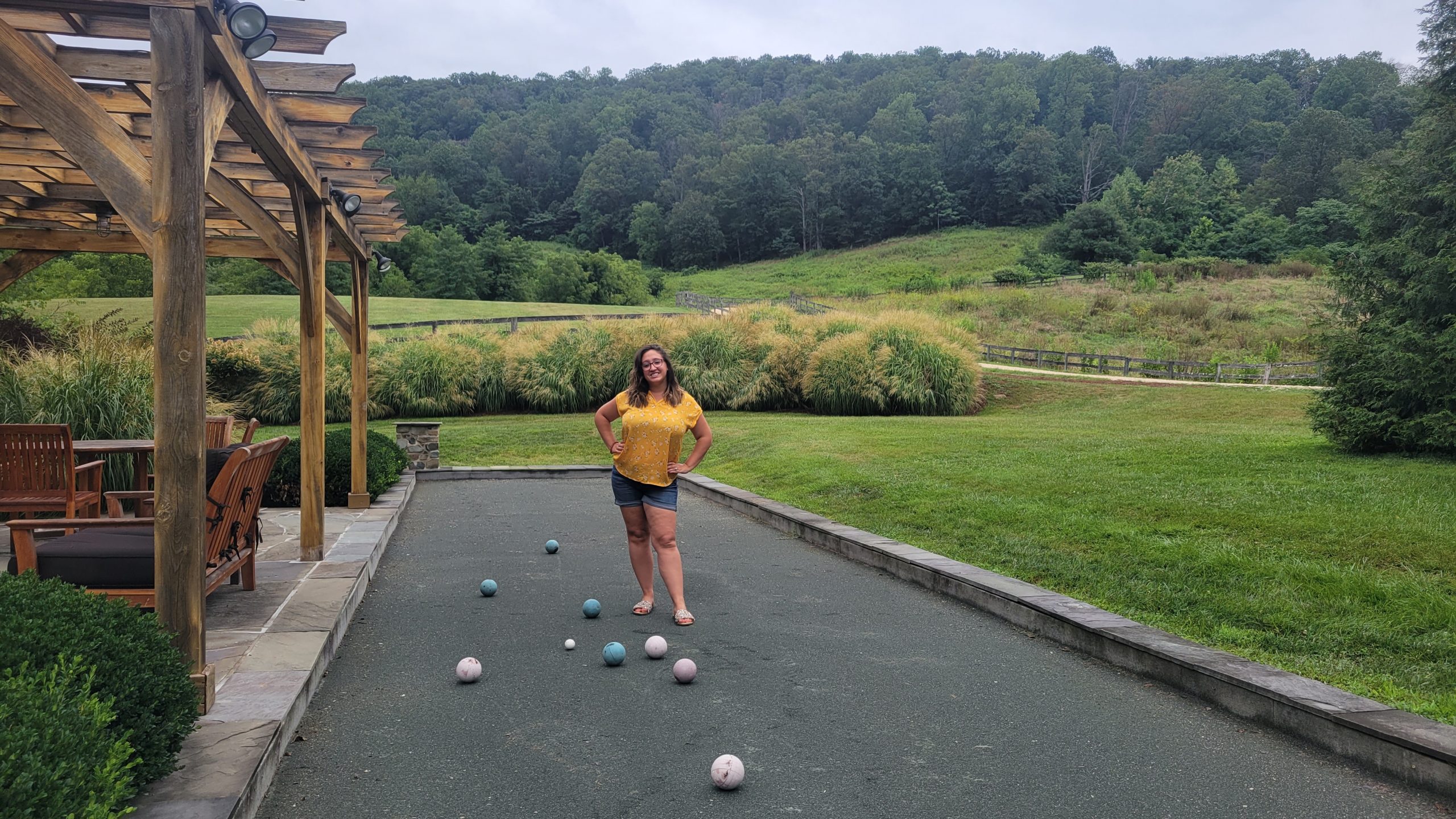Playing bocce at the Inn at Mount Vernon Farm